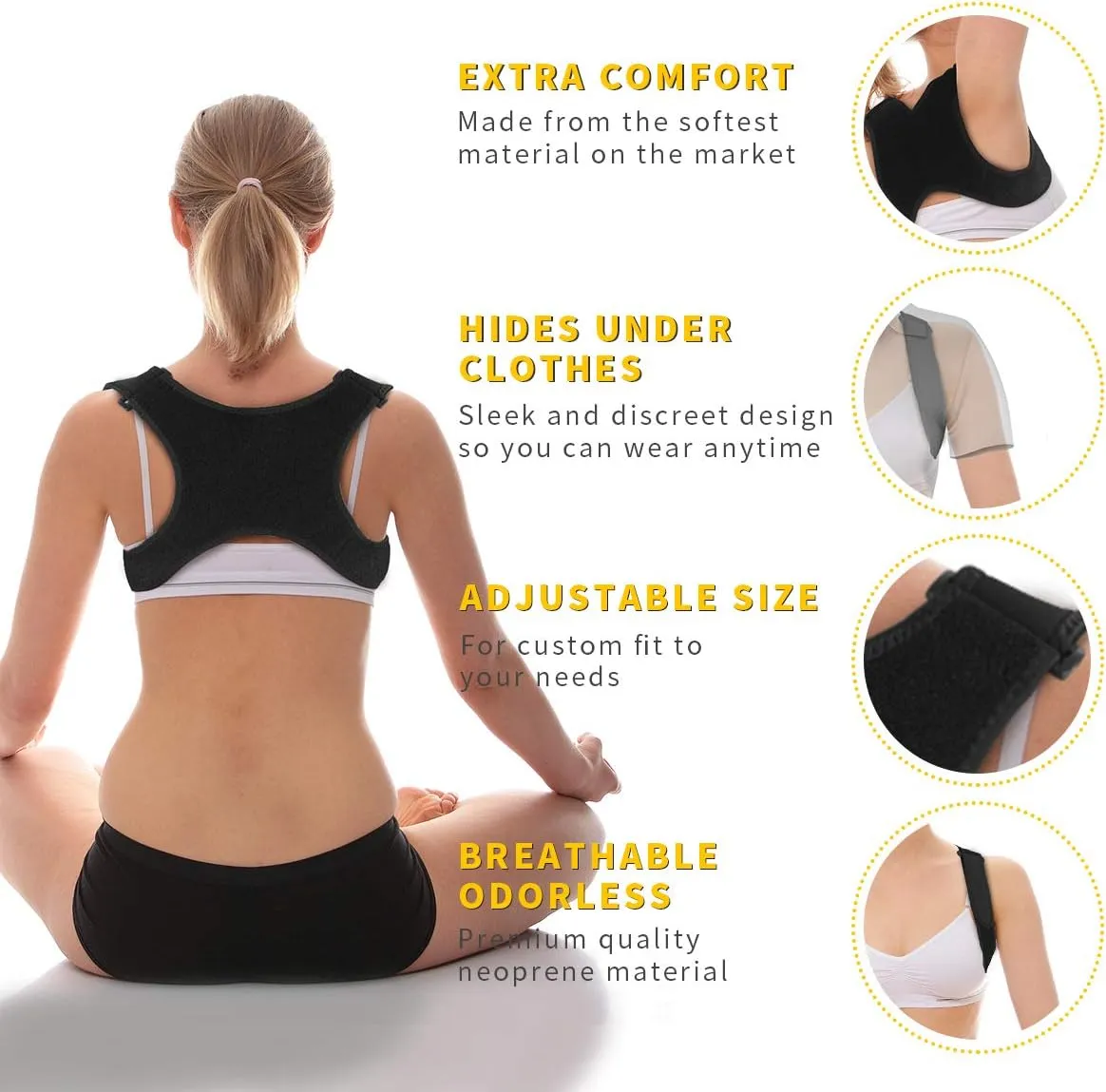 Posture Corrector for Men Women&Children Upper Back Brace Adjustable and Effective Clavicle Support Device for Thoracic Kyphosis and Shoulder Pain Relief