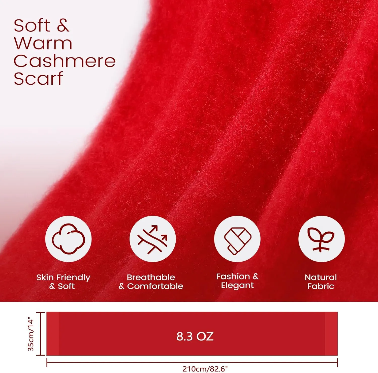 Pure Color Mohair Winter Scarf - Warm Cashmere Feel Scarf for Women and Men