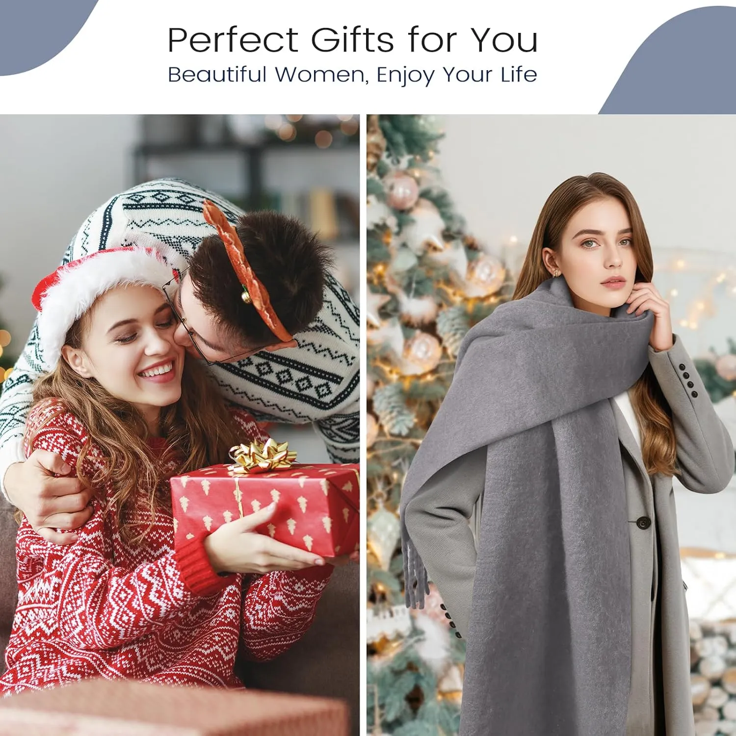 Pure Color Mohair Winter Scarf - Warm Cashmere Feel Scarf for Women and Men
