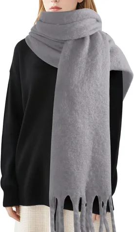 Pure Color Mohair Winter Scarf - Warm Cashmere Feel Scarf for Women and Men