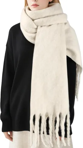 Pure Color Mohair Winter Scarf - Warm Cashmere Feel Scarf for Women and Men