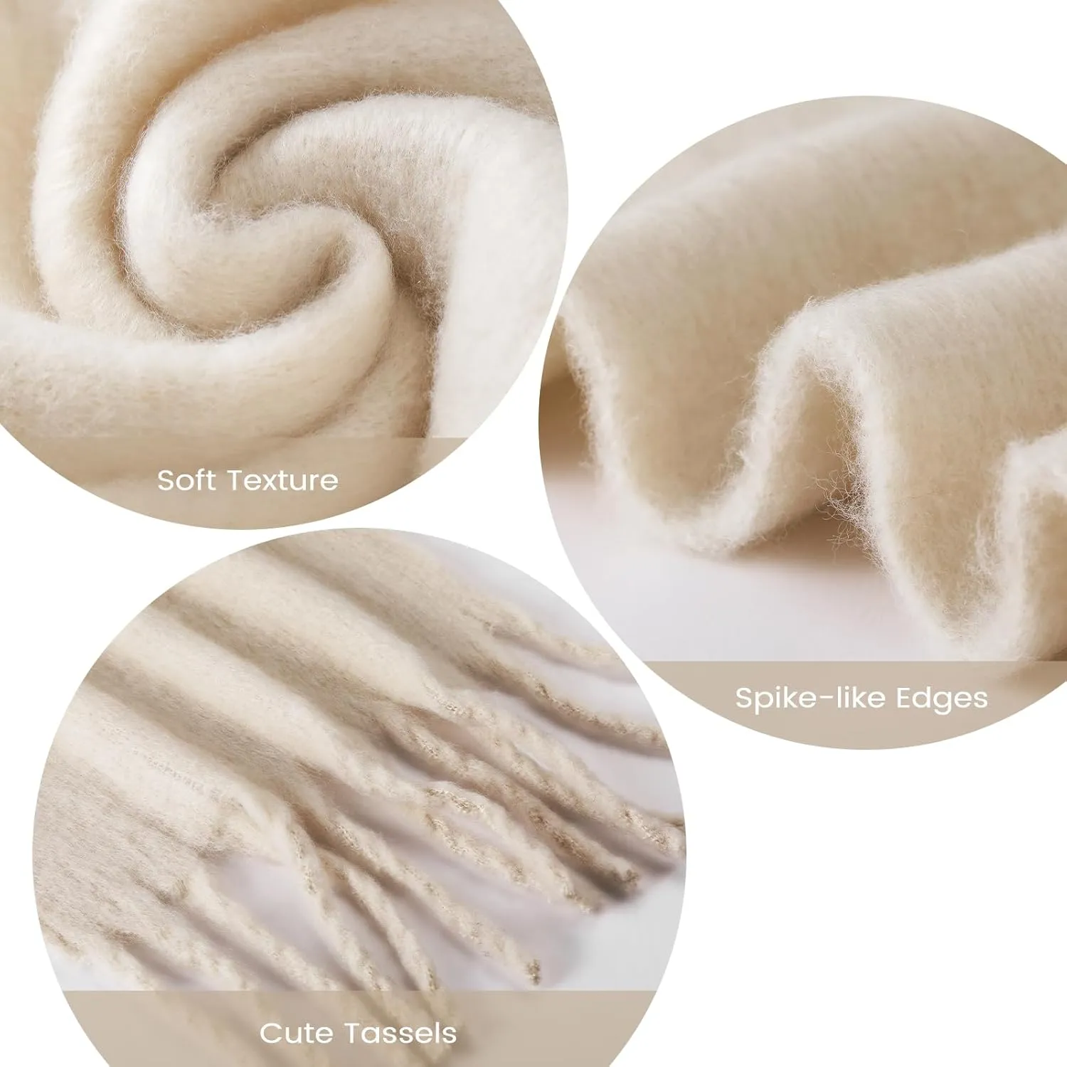 Pure Color Mohair Winter Scarf - Warm Cashmere Feel Scarf for Women and Men