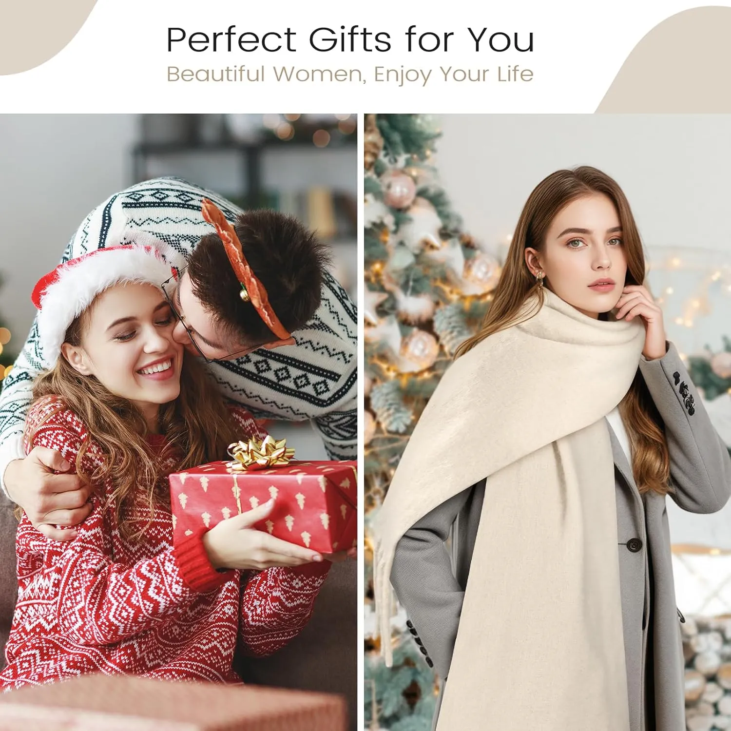 Pure Color Mohair Winter Scarf - Warm Cashmere Feel Scarf for Women and Men