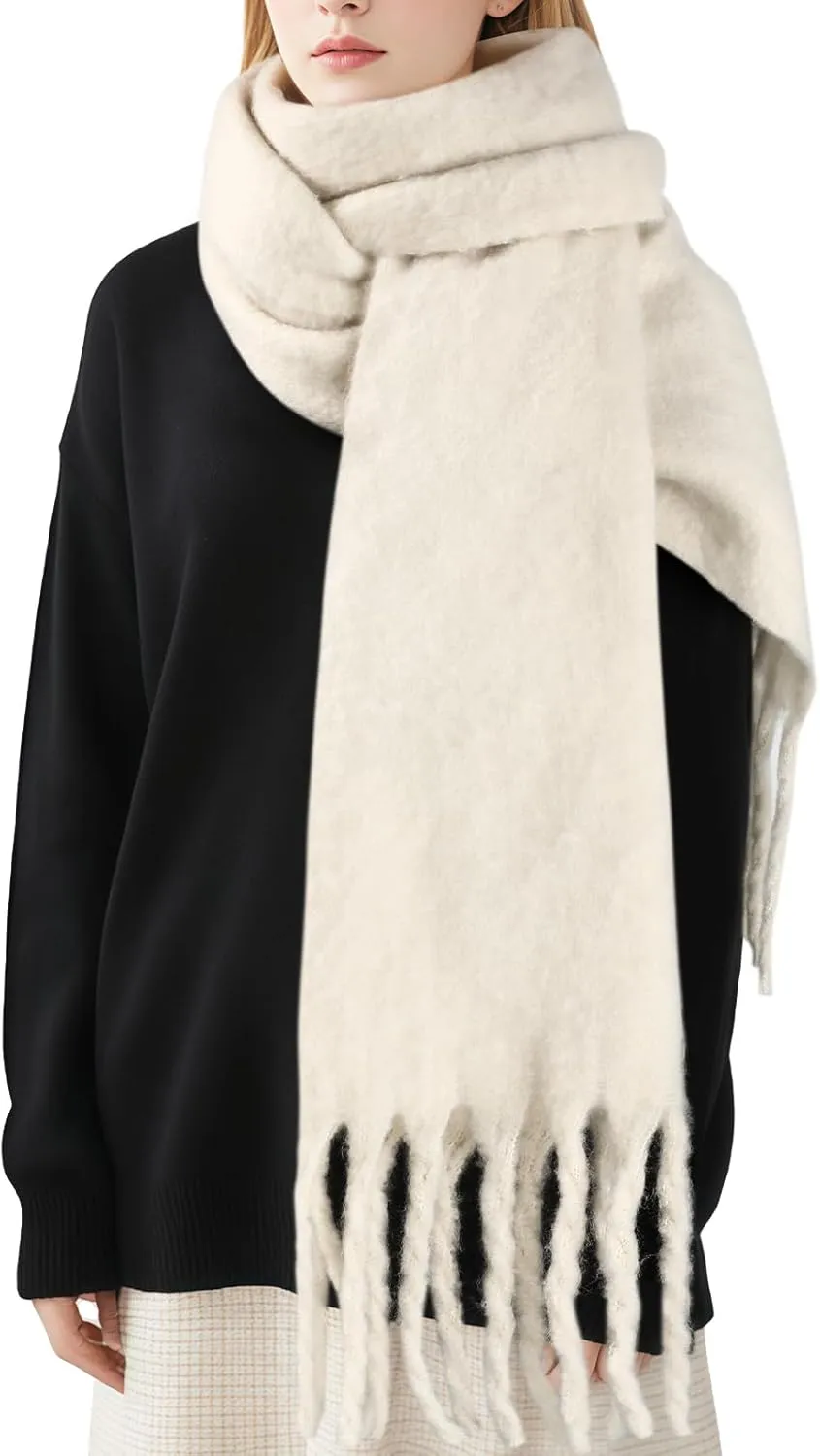 Pure Color Mohair Winter Scarf - Warm Cashmere Feel Scarf for Women and Men