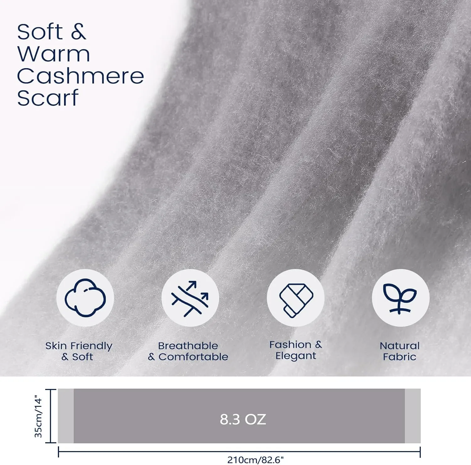 Pure Color Mohair Winter Scarf - Warm Cashmere Feel Scarf for Women and Men