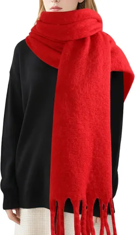 Pure Color Mohair Winter Scarf - Warm Cashmere Feel Scarf for Women and Men