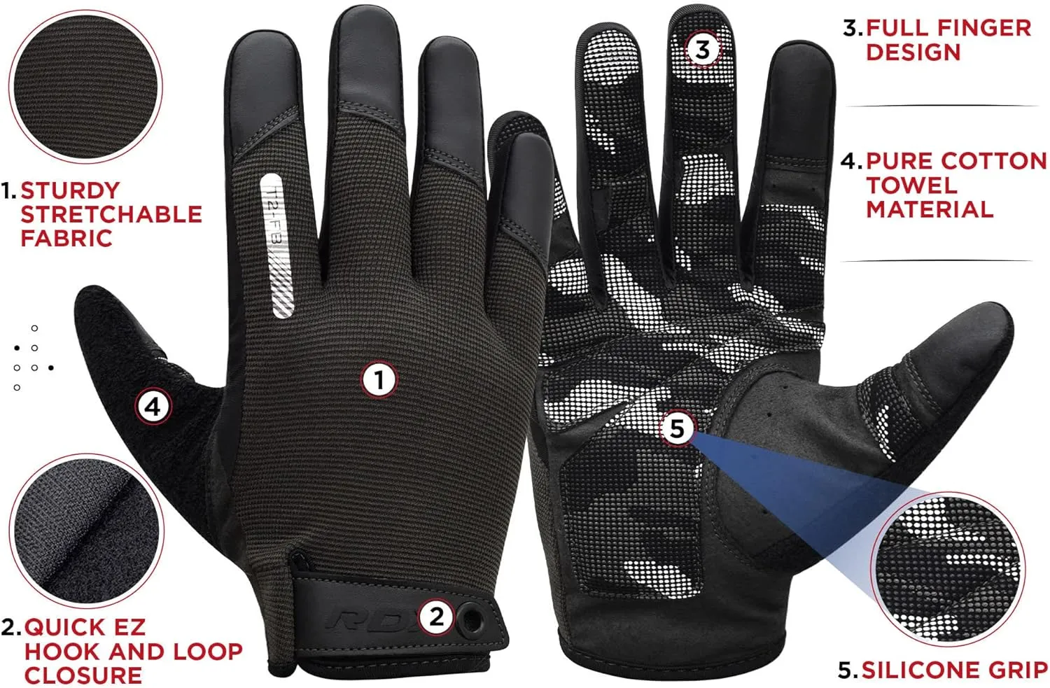 RDX Weight Lifting Gloves with Wrist Support -Touch Screen Full Finger Gym Workout, Breathable Anti Slip Padded Grip, Men Women Fitness Training, Powerlifting Bodybuilding HIIT Exercise Weightlifting