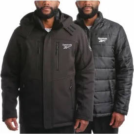 Reebok Men's Winter Coat ?CSoftshell Jacket with Removable Puffer Coat ?C System Ski Jacket for Men (M-XXL)