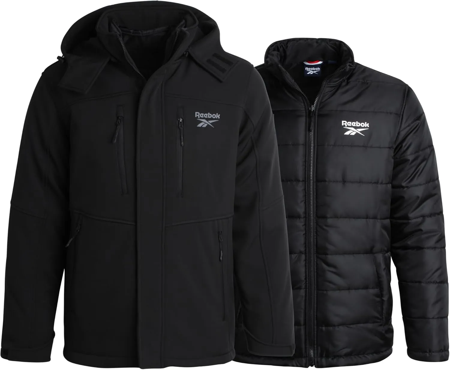 Reebok Men's Winter Coat ?CSoftshell Jacket with Removable Puffer Coat ?C System Ski Jacket for Men (M-XXL)