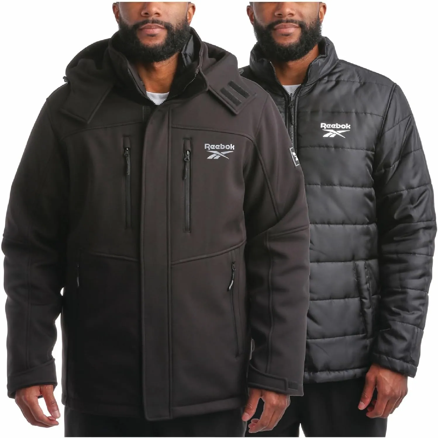 Reebok Men's Winter Coat ?CSoftshell Jacket with Removable Puffer Coat ?C System Ski Jacket for Men (M-XXL)