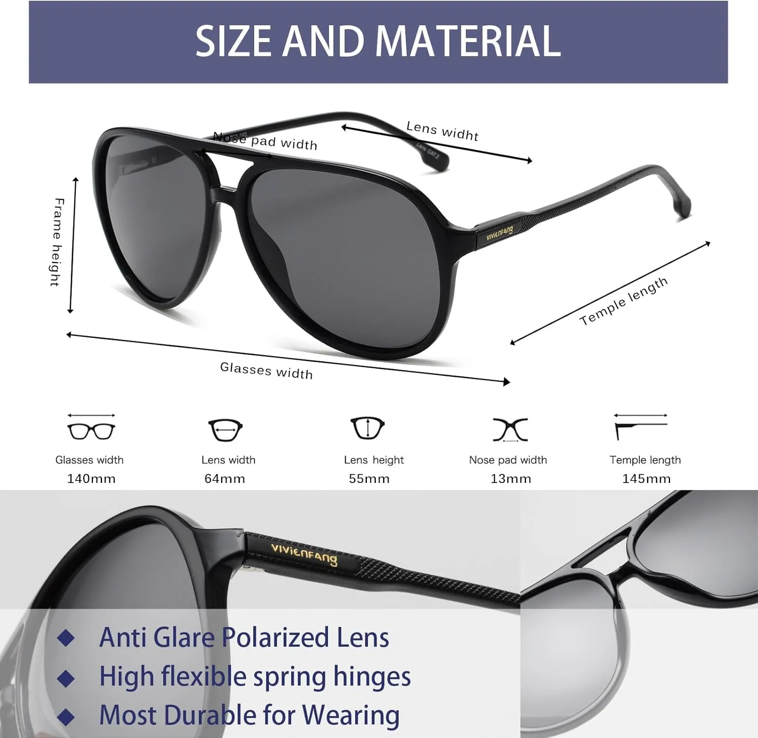 Retro Polarized Aviator Sunglasses Womens Mens, Vintage Flexible 70s Stylish Classic Shades Sun Glasses OW2201