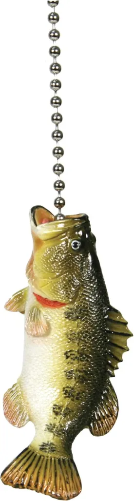 Rivers Edge Products 12" Ceiling Fan Pull Chain Extender, Pull String Extension for Light Fixture, Decorative Fishing Ornament, Room, House, or Cabin Decor, Bass