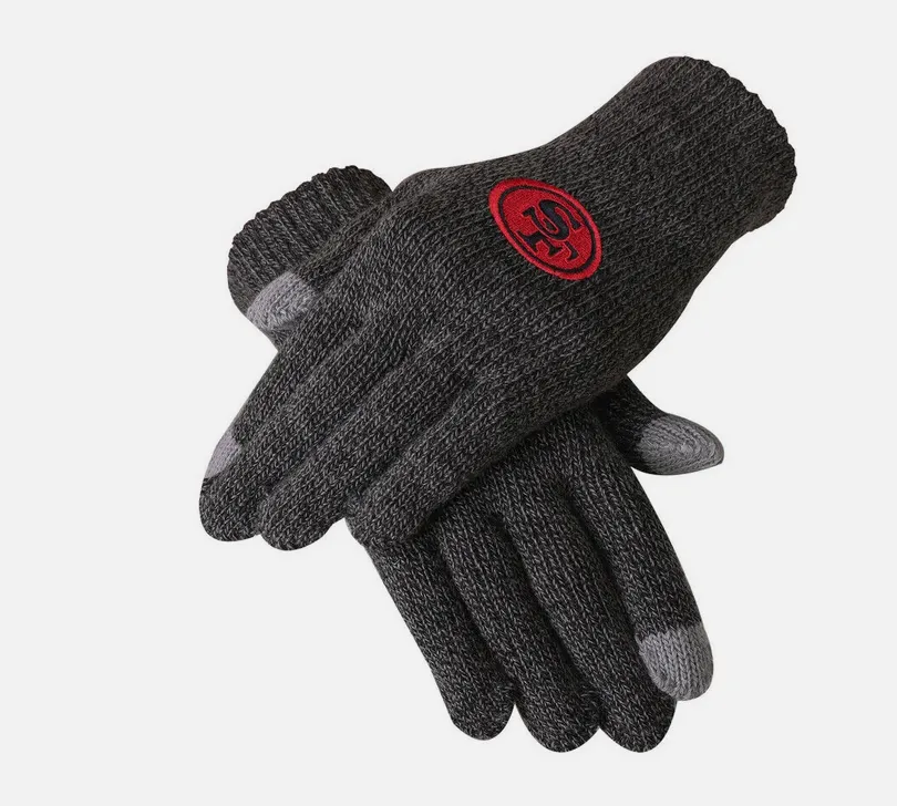 San Francisco NFL UK 49ers Charcoal knit grey texting gloves adults BNWT