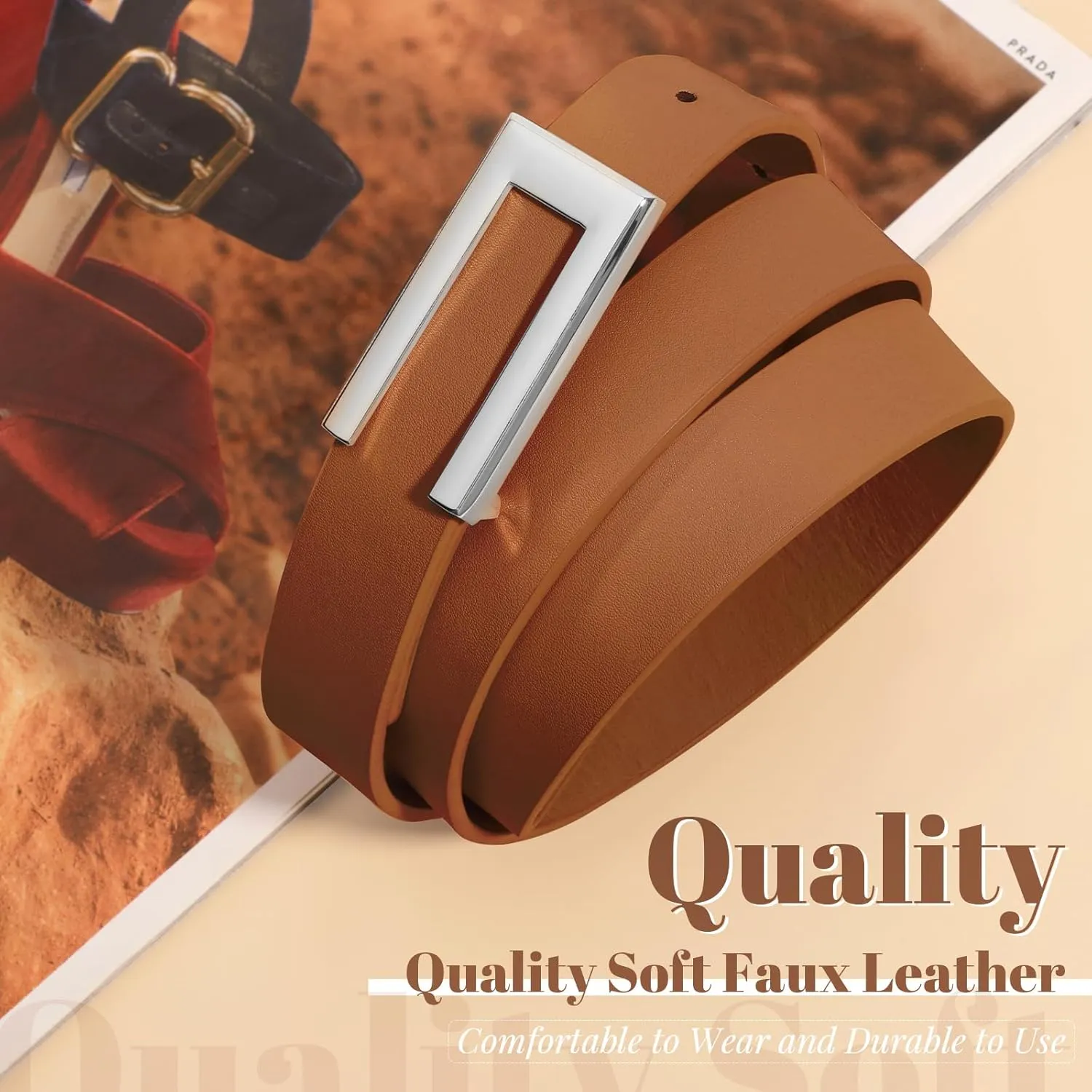 SANSTHS 2 Pack Skinny Leather Belts for Women, Ladies Thin Waist Belt for Dresses Jeans Pants with Gold Buckle