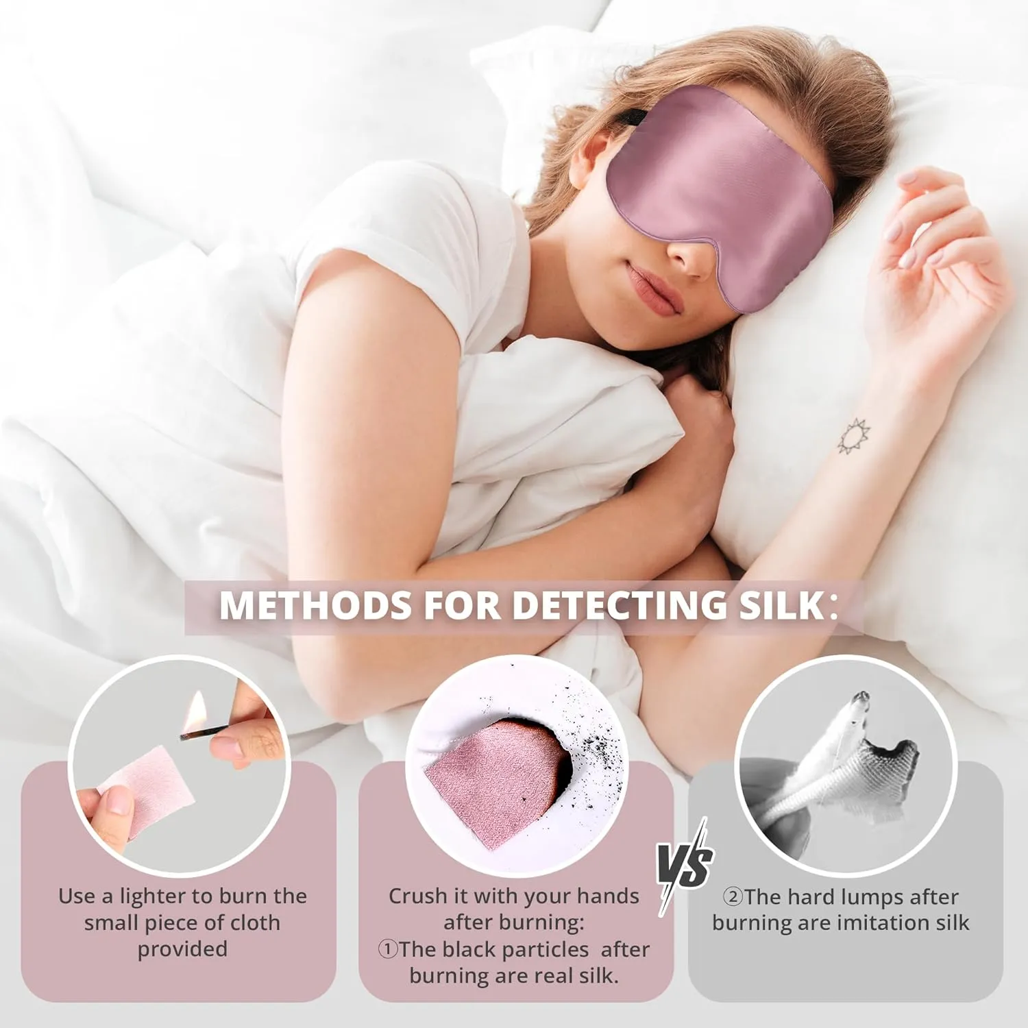 Silk Sleep Mask 100% 22 Momme Mulberry, Sleep Eye Mask for Women Men, Blackout Blindfold with Adjustable Strap, Side Sleeper Eye Cover, Soft Eyeshade Filled with Premium Mulberry Silk (Pink)