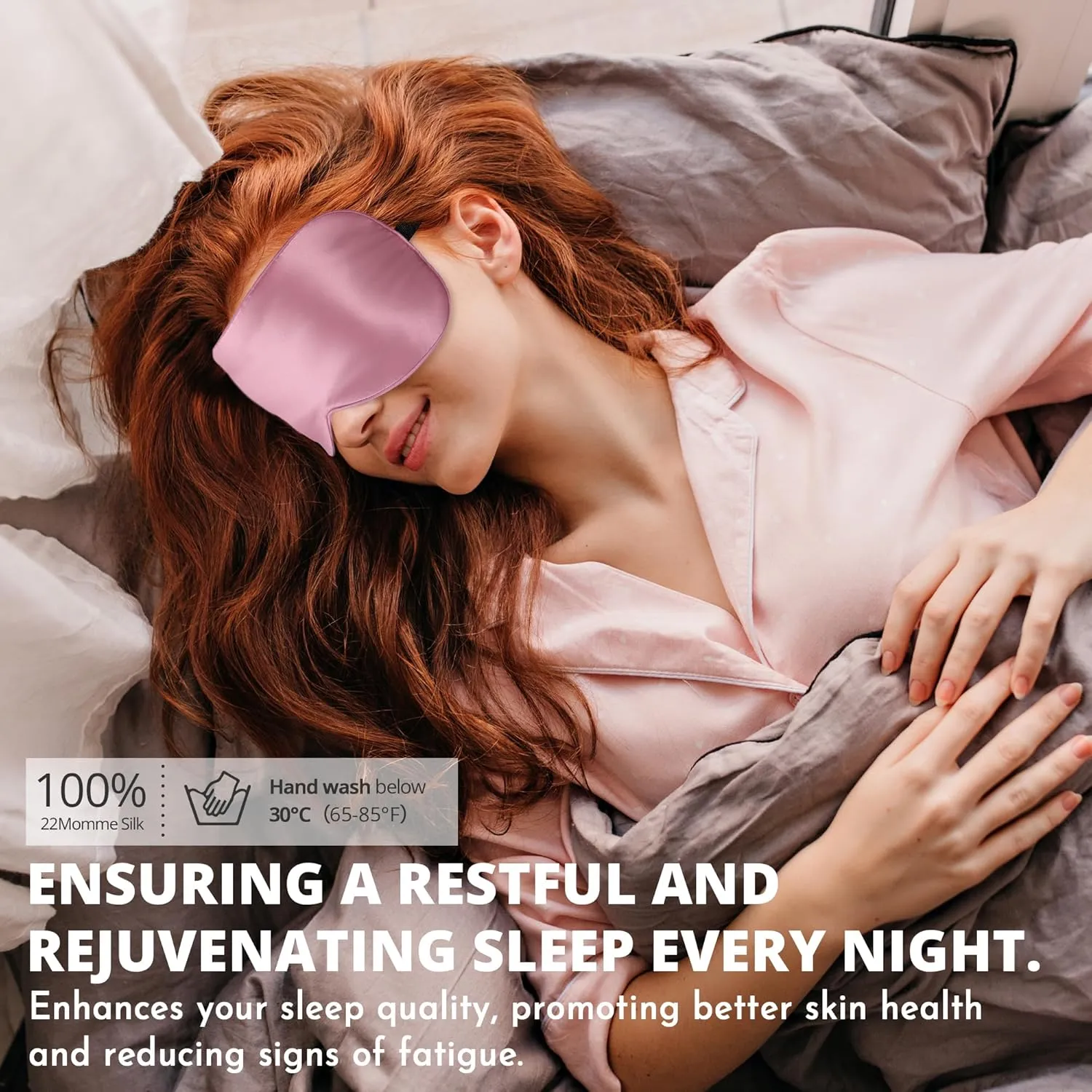 Silk Sleep Mask 100% 22 Momme Mulberry, Sleep Eye Mask for Women Men, Blackout Blindfold with Adjustable Strap, Side Sleeper Eye Cover, Soft Eyeshade Filled with Premium Mulberry Silk (Pink)