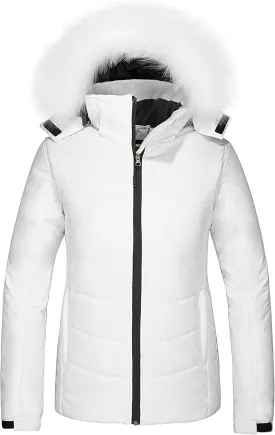 Skieer Women's Waterproof Ski Jacket Warm Puffer Jacket Thick Hooded Winter Coat