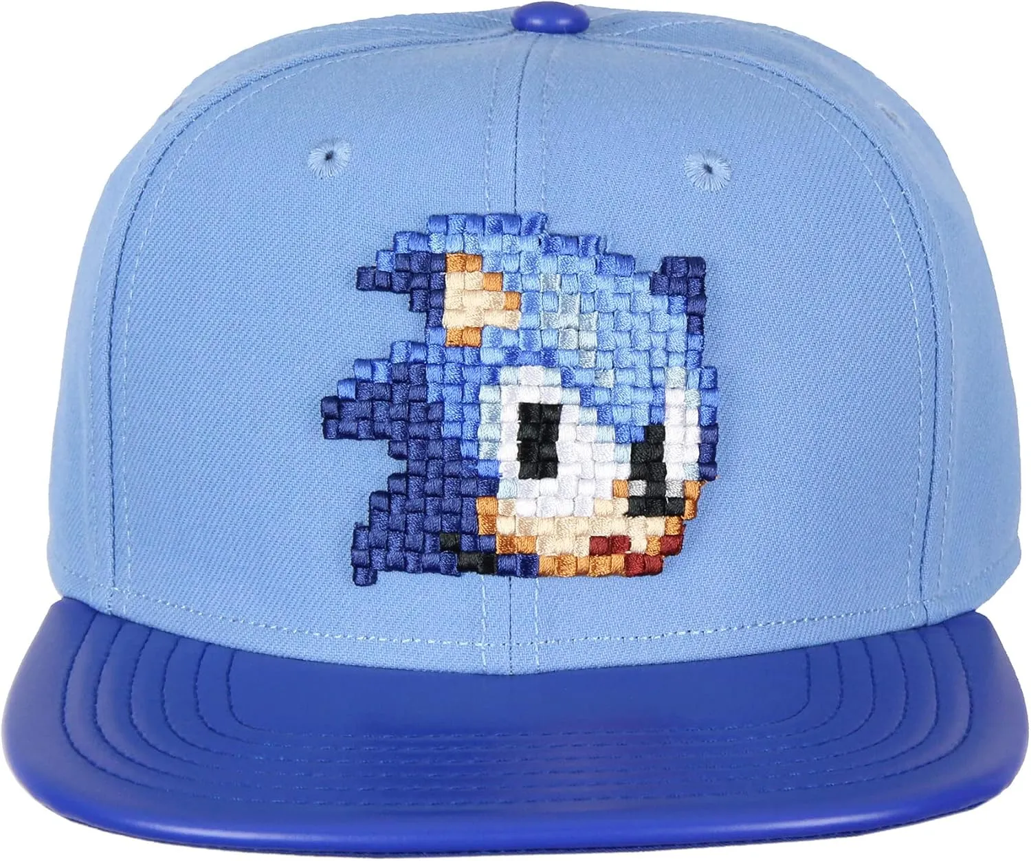 Sonic The Hedgehog Hat - Sonic Pixel Face Adjustable Snapback Hat Cap