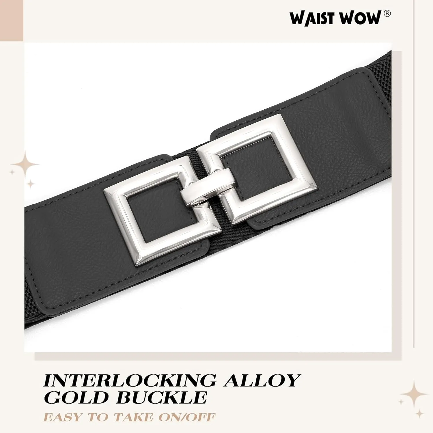 Wide Belts for Women Fashion Elastic Belt for Dresses Vintage Waist Belt Ladies Stretchy Belt Gold Buckle