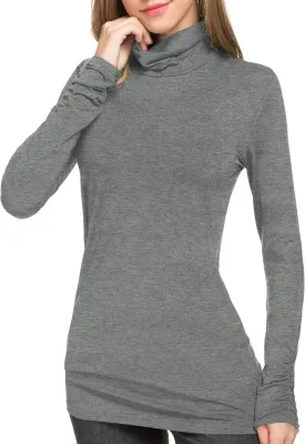 Womens Mock Turtleneck Tops Long Sleeve Fleece Lined Lightweight Thermal Base Layer