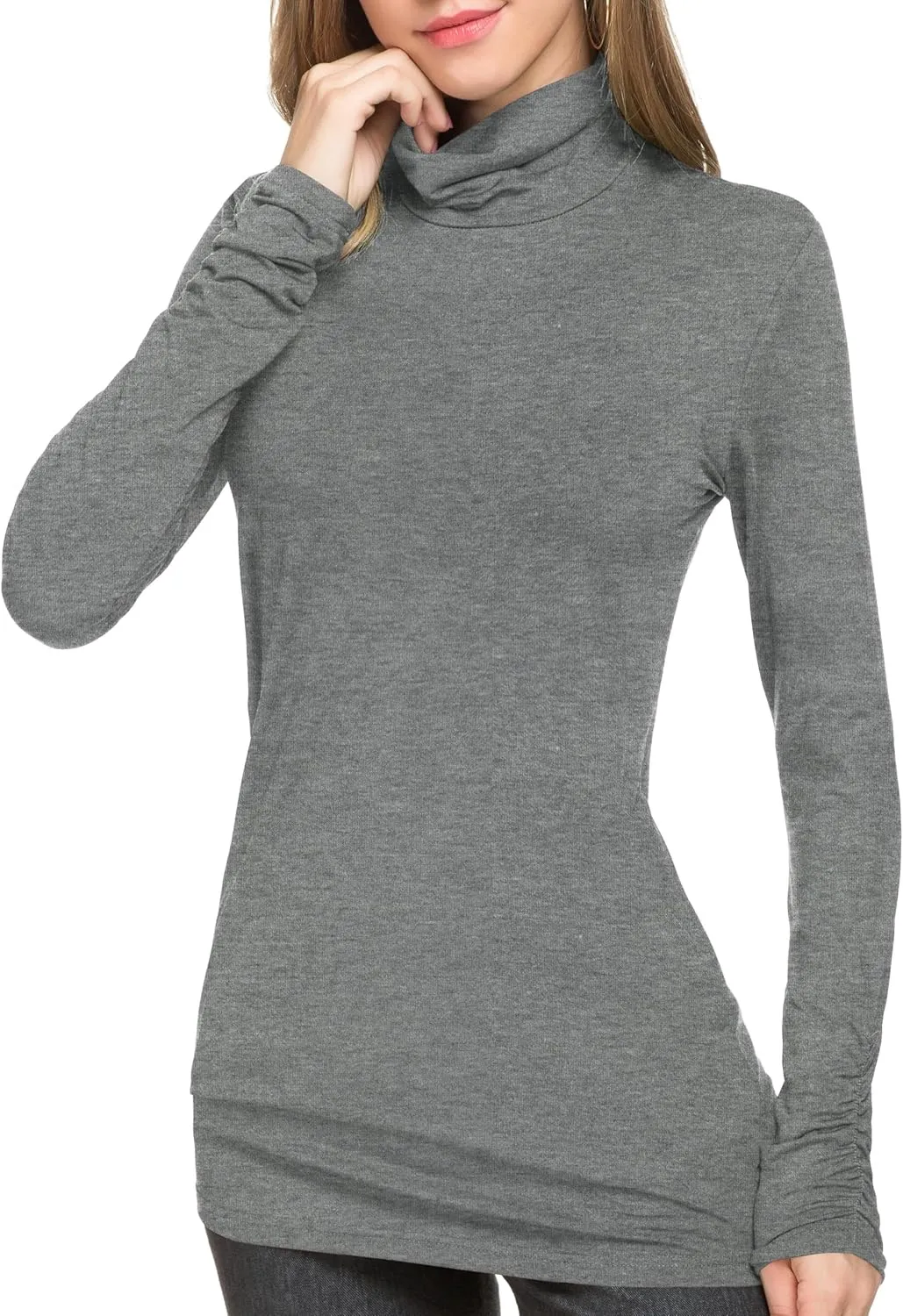 Womens Mock Turtleneck Tops Long Sleeve Fleece Lined Lightweight Thermal Base Layer