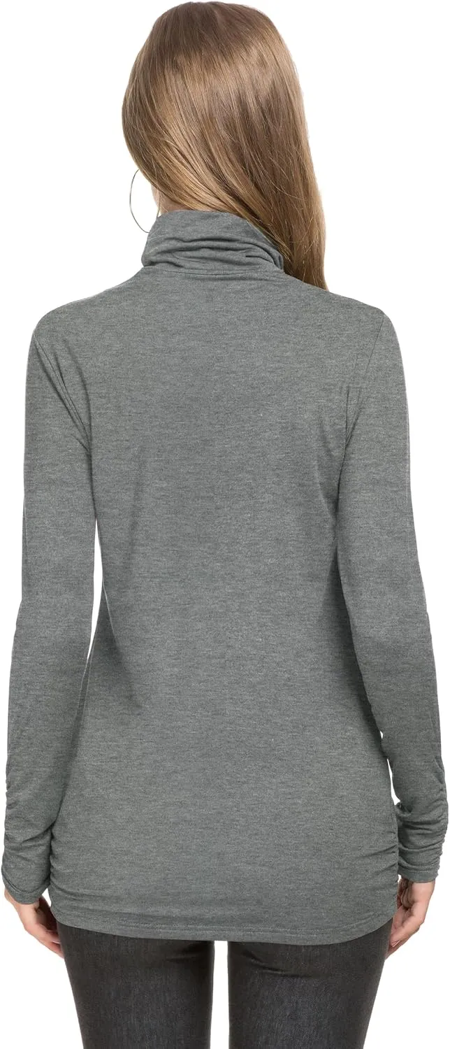Womens Mock Turtleneck Tops Long Sleeve Fleece Lined Lightweight Thermal Base Layer