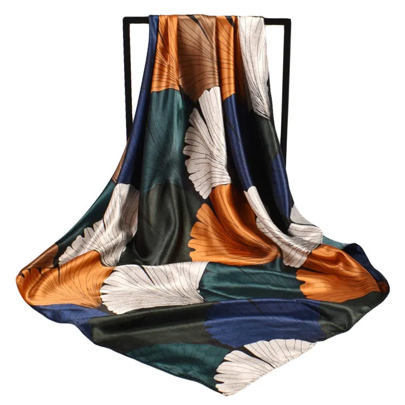 Women's Spring/Summer Satin 90 Large Squares Women's Geometric Rolled Squares