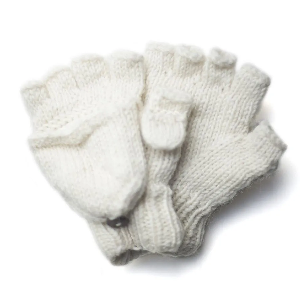 wool fingerless gloves with mitten flap
