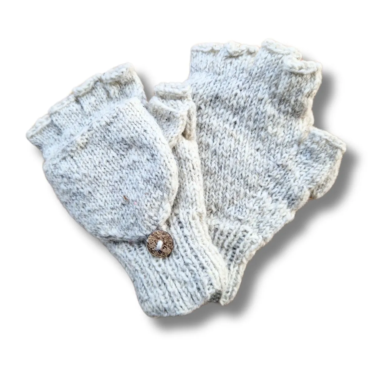 wool fingerless gloves with mitten flap