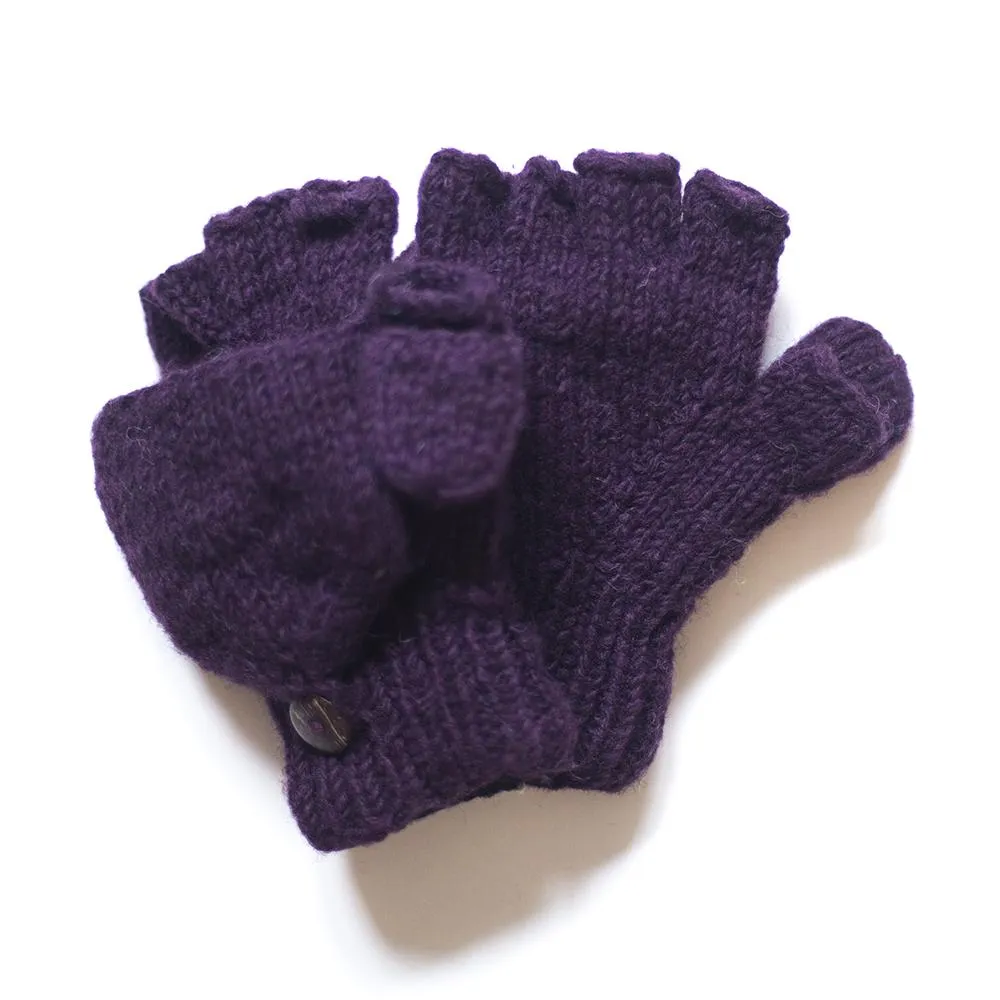 wool fingerless gloves with mitten flap